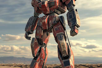create mecha robot,armor,gundam in anime or realism style