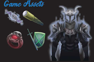 create nice 2d game assets, props, icons, objects
