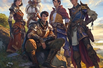 create fantasy or dnd party illustration