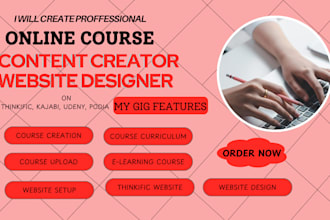 online course content creation website on thinkific, kajabi udemy, teachable