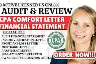 prepare sign US CPA letter, audit financial statement income verification letter