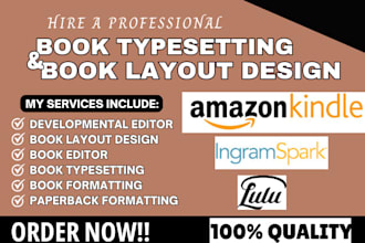 developmental edit and proofread book typesetting paperback format layout design