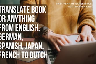 translate book or anything from english, german, spanish, japan, french to dutch