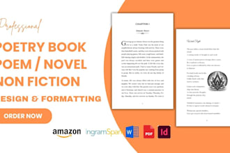 design, format poetry book, poem book, non fiction novel manuscript formatting