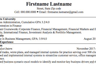 craft a professional and impactful finance resume