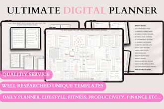 design unique hyperlinked planner setup etsy shop digital product planner