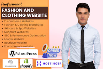 design clothing brand website, skincare spa fashion store and clothing website