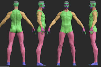 offer topology 3d game character,pology   ue5character,wireframe,unity moderig3d