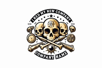 create unique skulls and bones clipart logo for your brand or project