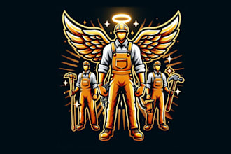 design a stunning angel, gold, mascot logo for your brand or business