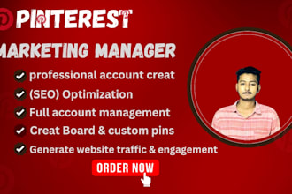 create pinterest account and setup with SEO optimized profile, pins,board