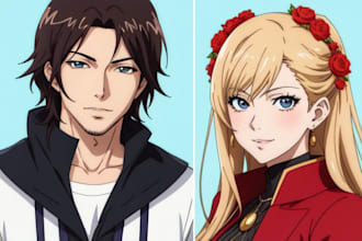 draw couple portrait in fantacy, realistic, anime style