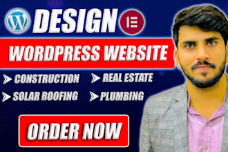design construction, real estate, plumbing, cleaning, solar roofing website