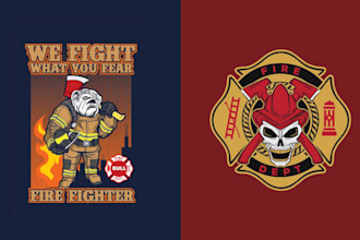 make custom skull firefighter logo for your