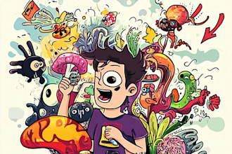 draw amazing cartoon doodle art and character illustrations