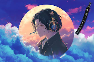 draw anime style album cover art for spotify