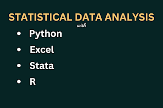 help with statistical data analysis using python, stata, excel and r
