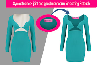 symmetric neck joint and ghost mannequin clothing retouch