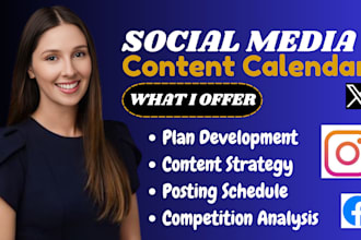 monthly content calendar in english, french, germany for any social media post