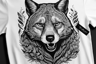 create animal linocut tshirt design for brands