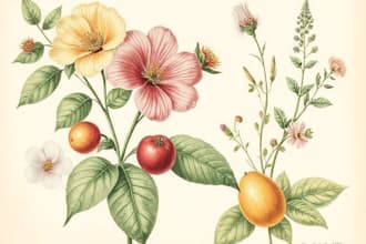 draw botanical illustrations of flowers, fruits and plants