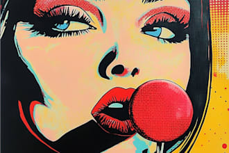 draw a retro pop art roy lichtenstein style
