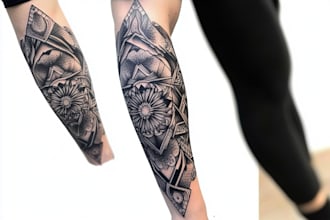 create sleeve tattoo design in geometric style