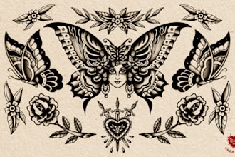 create a custom american traditional tattoo style design