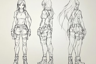 sketch anime characters illustration by adobe photoshop