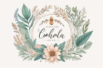 create beautiful hand drawn botanical boho logo