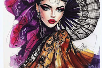 draw a fashion collection of clothes illustration or sketch