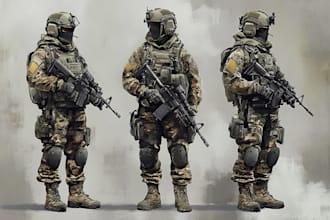 draw military themed illustrations