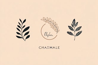 create an elegant hand drawn botanical boho logo design