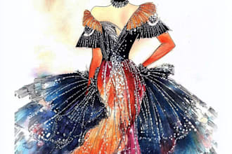draw fashion illustration, sketch, clothing design