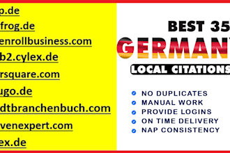 create 300 germany local citations for german business directories