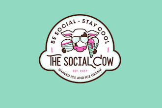 design cow vintage ice cream truck logo