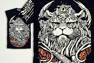 create animal linocut tshirt design for brands