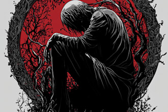 create dark art illustration for cover album t shirt sticker
