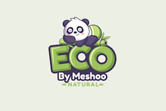design cute panda character logo