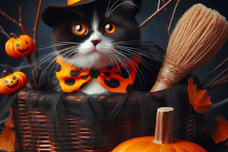 do custom halloween pet portrait dog portrait cat portrait