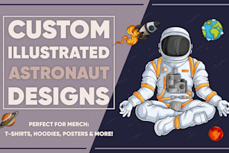 create a unique illustrated astronaut for your merch