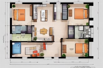 do a complete 2d floor plan, architectural floor plan
