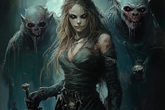 draw fantasy horror art illustration or dark creepy