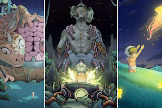 draw a fantasy children story book illustration with a free cover