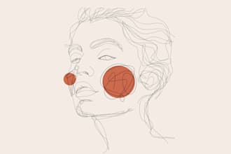draw abstract continuous line art portrait