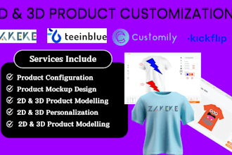 setup zakeke kickflip 2d 3d product configuration shopify etsy customily product