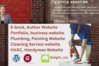 design ebook author website, plumbing painting cleaning service handyman website
