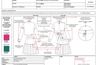 fashion technical drawings, complete tech pack designs