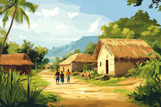 draw a flat vector landscape illustration