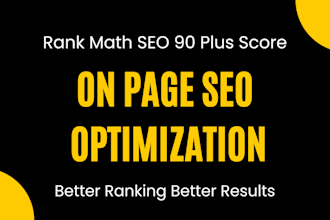 setup rank math SEO and do on page optimization 90 plus score
